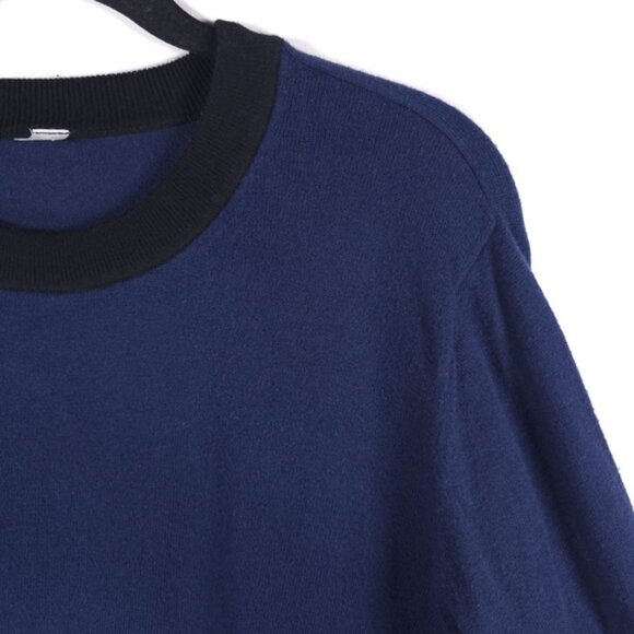 Lululemon SILK Blend Sweater Crew Neck Pullover Knit Ringer Blue Black Size 10 - Picture 4 of 10